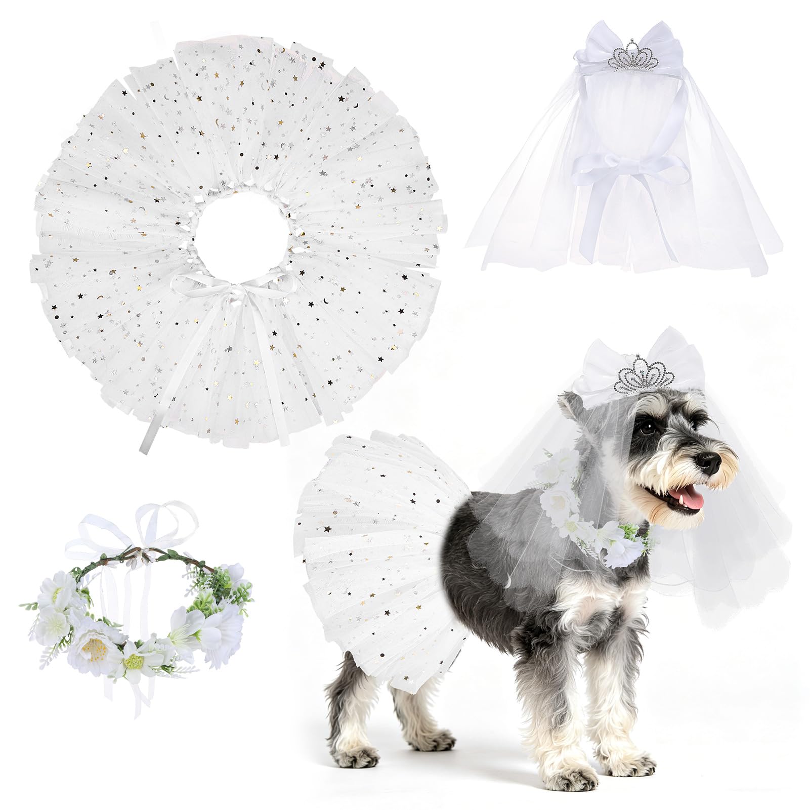 Robe de mariage pour chien et chat tutu avec voile costume de mariée