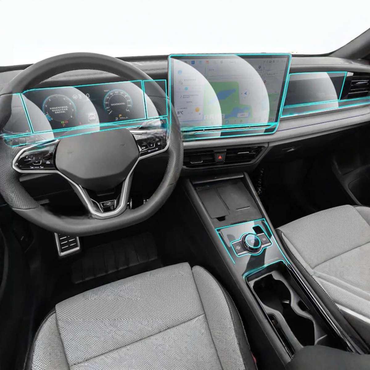 Car Interior Center Console Media Dashboard Navigation TPU Protector Film Anti-Scratch, for Volkswagen Nouveau TAYRON 2025