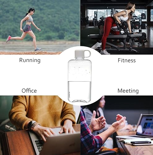 Miniatura 4 de Botella de agua plana portátil, sin BPA, botella de agua de viaje de plástico Tritan para campamento, fitness, deportes al aire libre, se adapta a