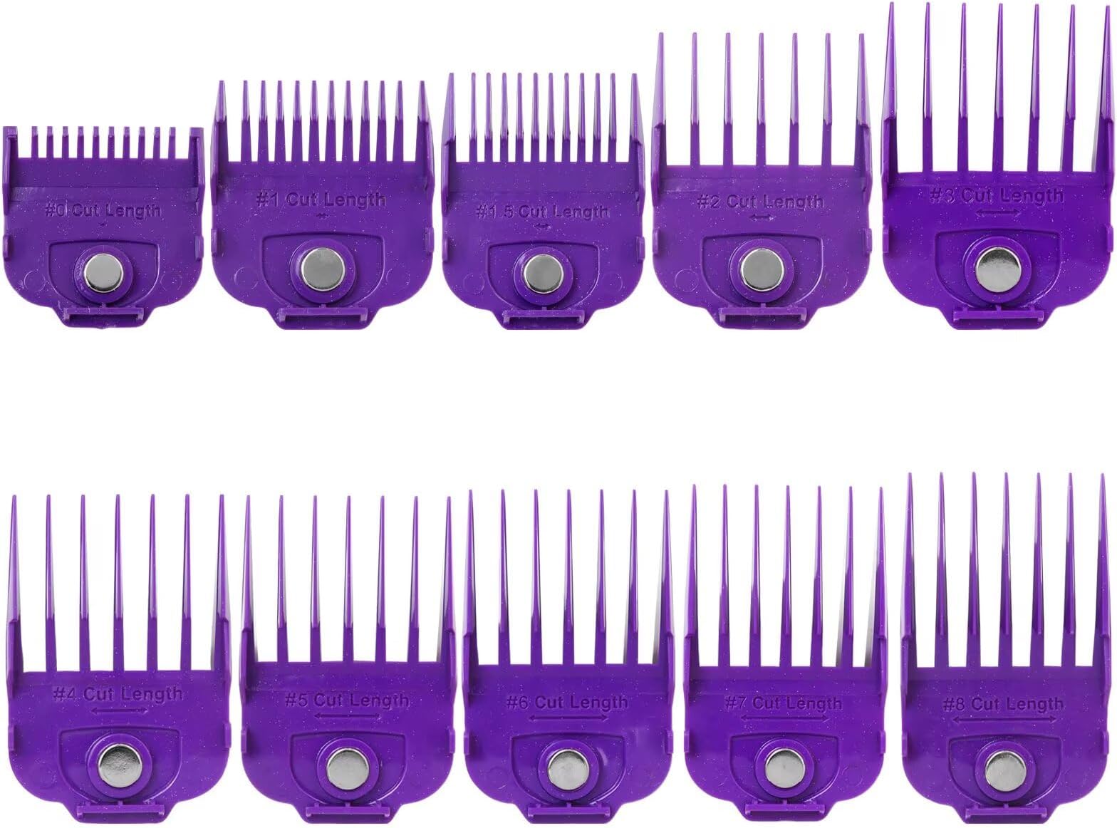 10-Pack 1/16" to 1" Magnetic Clipper Guards Guide Combs Fit for Andis Master family and PM family hair clippers Model #73000/74000/04710/04603/01557