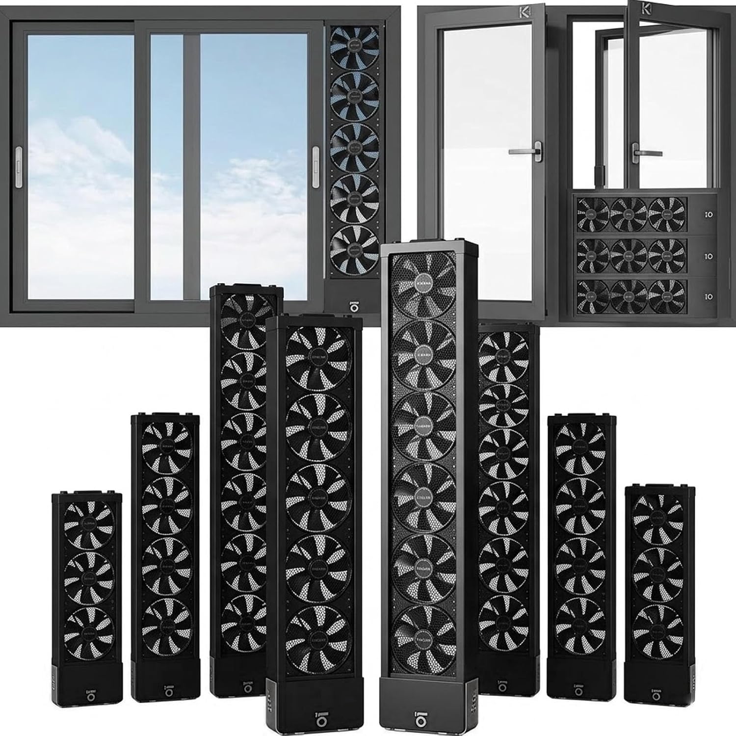 Retractable Window Ventilator for Sliding Frames, Punch-Free Exhaust Fan with 2800RPM Stepless Speed Brushless Motor, Quiet Air Vent for Bedroom Kitchen Attic Pet Smoking Room(Black,13.8-15.7in)