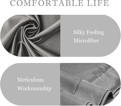 Miniatura 5 de FOX-TECH Juego de 2 fundas de almohada de satén para cabello y piel, súper suaves y suaves con cierre de sobre, funda de almohada de seda tamaño