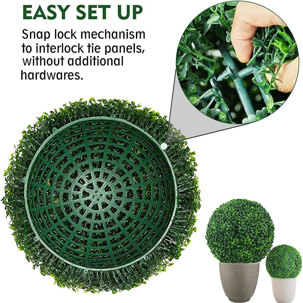 Artificial Plant Boxwood Topiary Balls 2PCS 15.7" UV Protected 4 Layers Faux Plants Decorative Balls for Outdoor Patio Garden Balcony Backyard and Indoor Home Wedding Decoration, Dark Green - Image 4