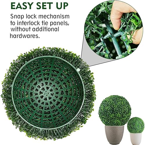 Vista 4 de Bolas artificiales para plantas de boj, 2 unidades de 15.7 pulgadas con protección UV, 4 capas de plantas sintéticas, bolas decorativas para patio