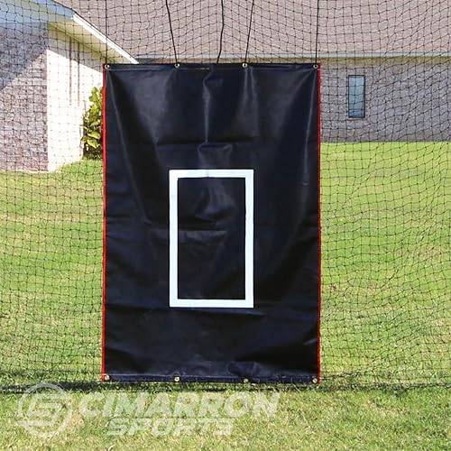 Miniatura 3 de Cimarron Sports Heavy Duty Dual Use 4' x 6' Black Vinyl Baseball Softball Batting Cage Backstop Net Protector and Pitcher Target Training Aid