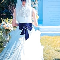 Vista 50 de obmwang Cinturón de satén de boda para ocasiones especiales, faja nupcial de 4 pulgadas de ancho, doble cara