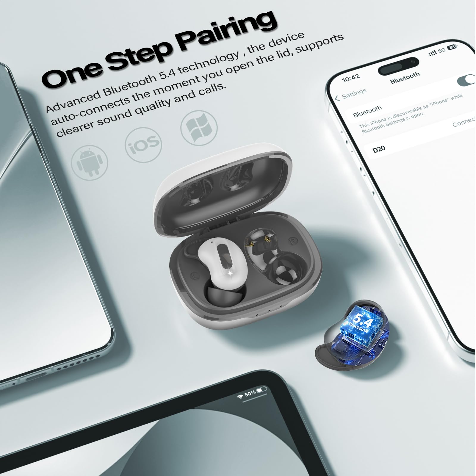 Bluetooth Kopfhörer In-Ear Schlafkopfhörer Mini ANC Kopfhörer Kabellos | Kabellose In-Ear Kopfhörer gegen Schnarchen. Perfekt für Seitenschläfer: Weiches Silikon, ohne Warn-Töne & 48 Std. Laufzeit.