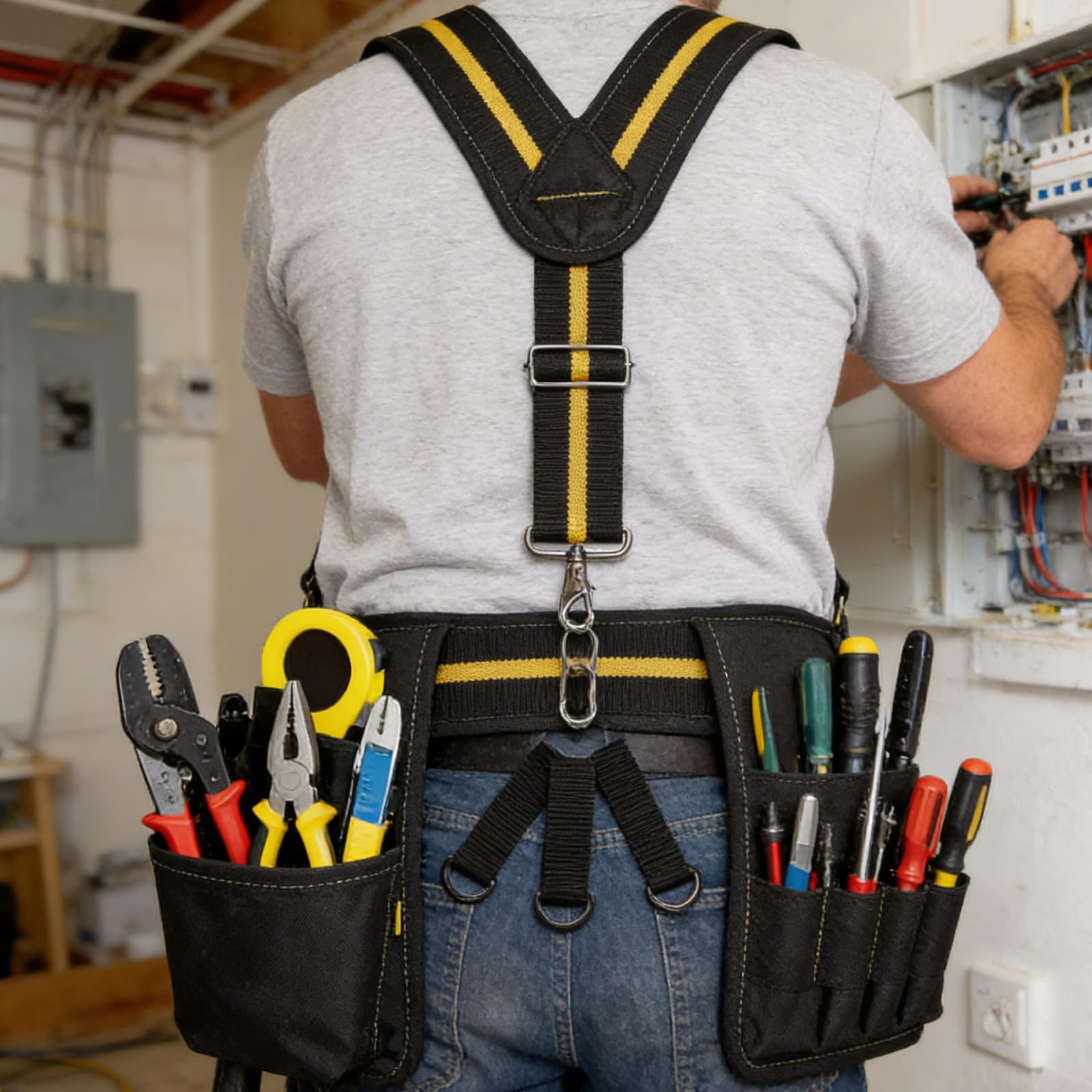 Tirantes Para Cinturon Herramientas, Tirantes De Cinturón De Trabajo Electricista, Ajustable Portaherramientas Cinturon Tirantes En Forma De Y Porta Herramientas Cintura Para Electricista Carpintero