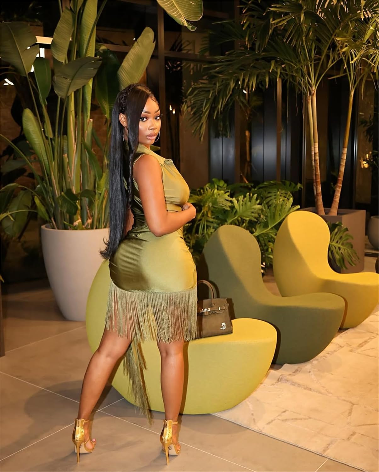 2 Piece Skirt Sets for Women Sexy V Neck Sleeveless Thong Bodysuits Fringe Bodycon Mini Dress Cocktail Party Short Dress