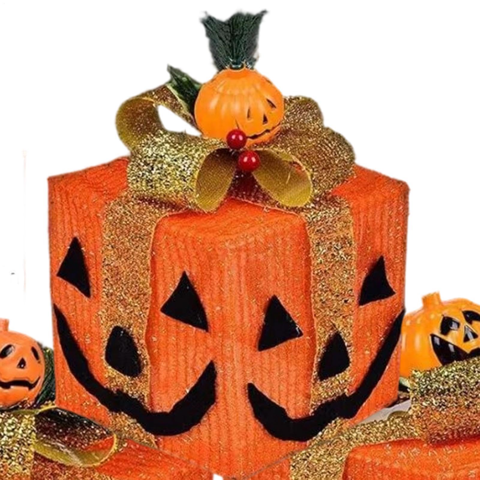 Beleuchtete Kürbis-Dekoration 3er Set Lustige Halloween LED Leuchtende