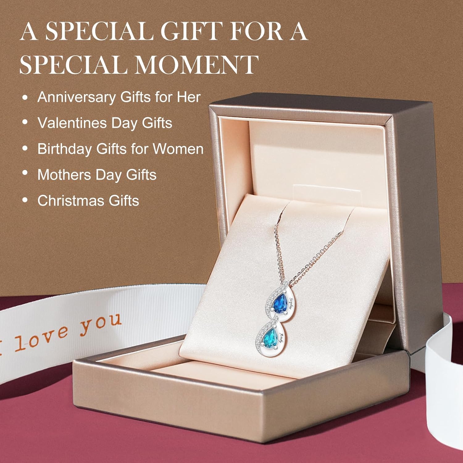 925 Sterling Silver Birthstone Necklace for Women Personalized Mother Necklace with 1-5 Names Personalized Jewelry Gift for Women