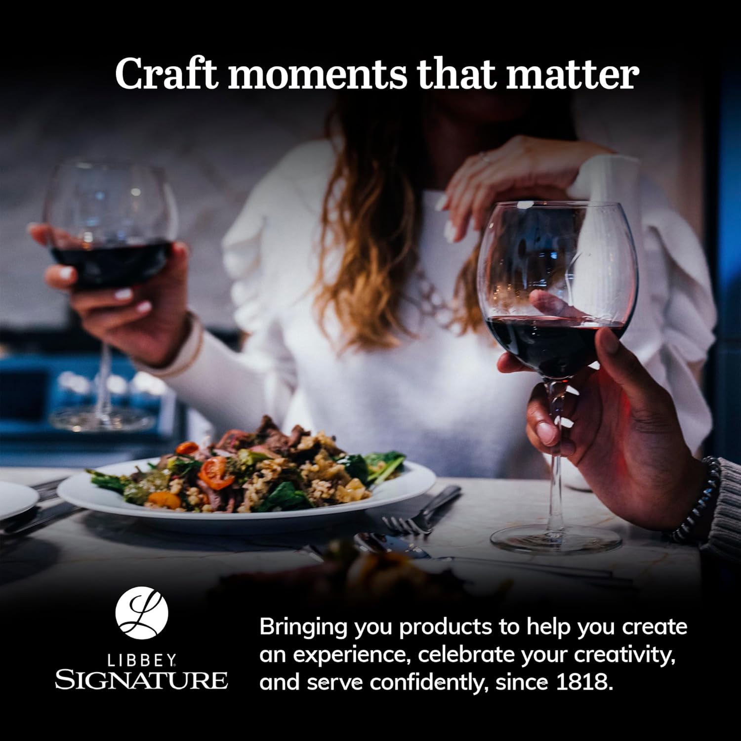 Libbey Signature Balloon Wine Glasses Set of 4, 24 Oz Elegant Large Red Wine Glasses, Red Wine Glass Gift Set for Weddings, Birthdays, and More