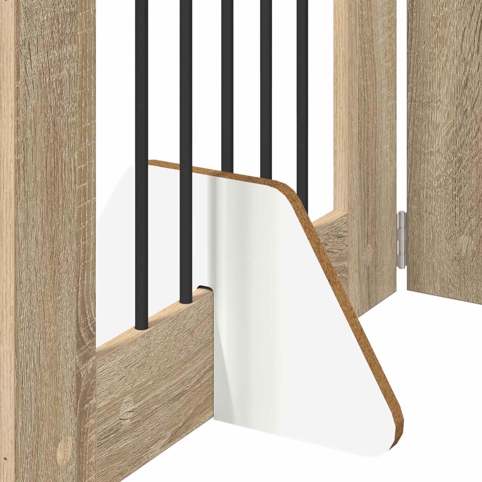 Portería para perros con soporte de madera de roble Sonoma, 241 x 60 cm, plegable, 4 piezas, interior para perros, cachorros, seguridad, protección