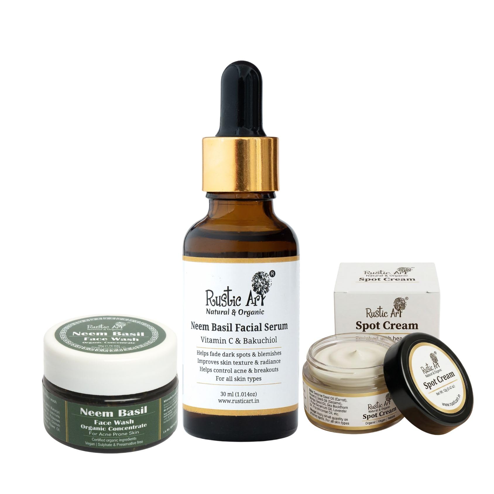 Rustic art Anti Acne Trio(Neem basil face wash 50gm, Neem basil facial serum , Anti acne spot cream)-image-15