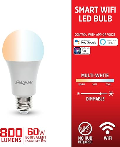 Miniatura 2 de Energizer Connect Smart A19 Bombilla LED blanca cálida con control de voz y acceso remoto a través de tu teléfono inteligente  Compatible con Alexa