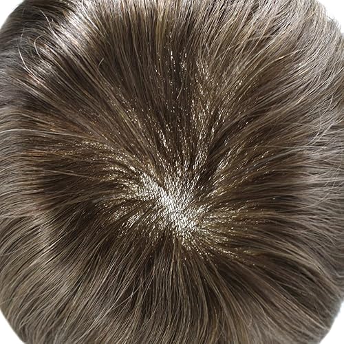 Miniatura 157 de Ultra Thin Skin Mens Toupee Real Human Hair Replacement System Toupee For Men Hair Pieces 8x10Inch Hair Pieces For Men Hair Prosthesis V-Loop 90%