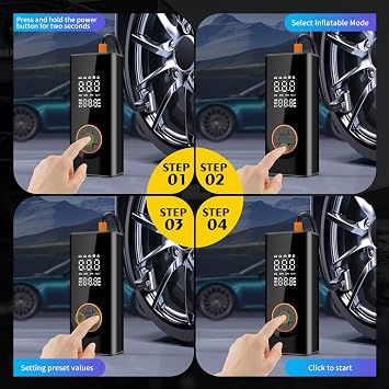 Portable Air Compressor Car Tyre Pump, 6000mAh corded/cordless Dual power supply 150PSI Tyre Inflator Cordless Digital Dual Values Display tyre pump for Car Motorcycle Bike Ball