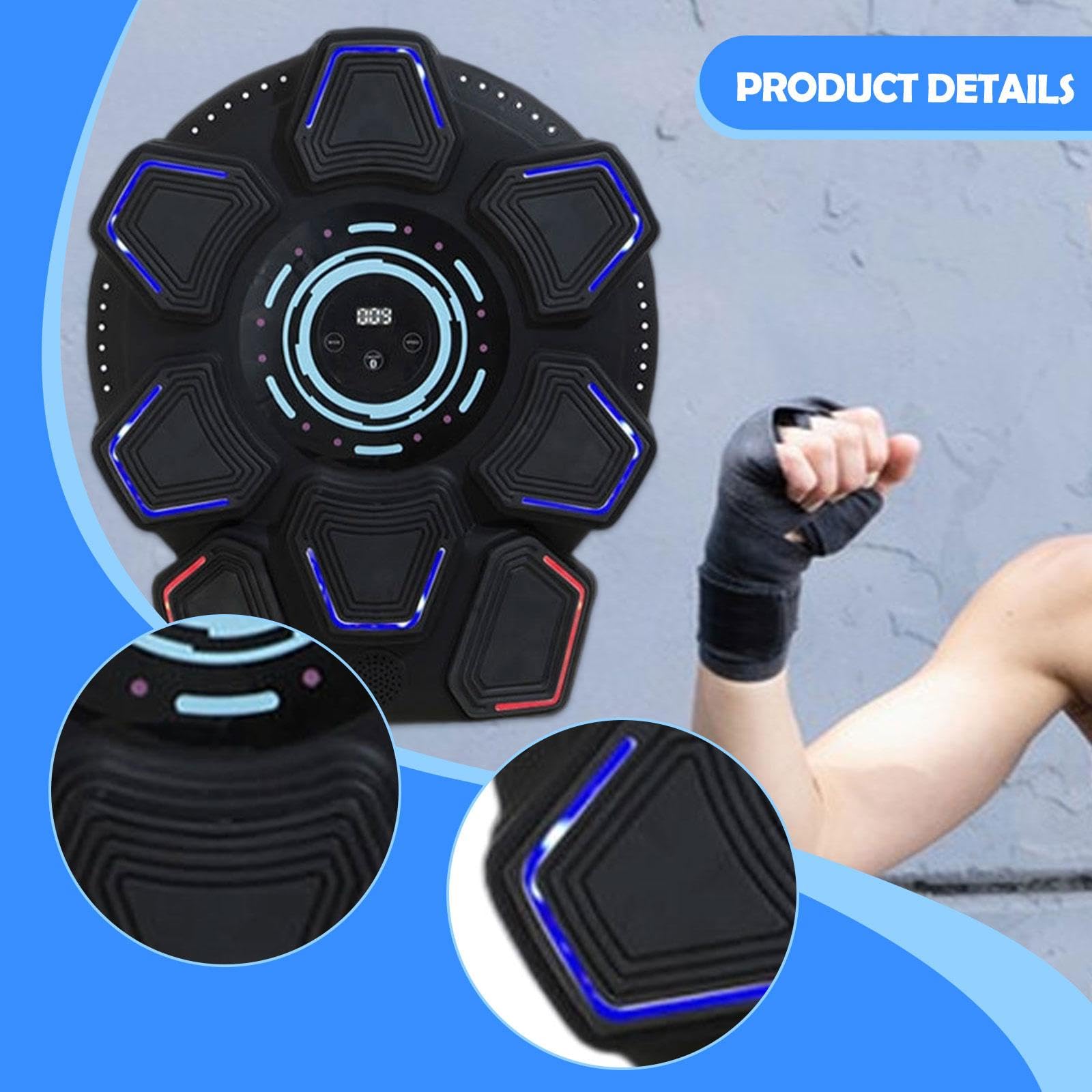 Máquina de Boxeo Electrónica Music Boxing Objetivo de Pared para Entrenamiento Almohadilla Musical Reactiva Sensores Inteligentes Material Dur