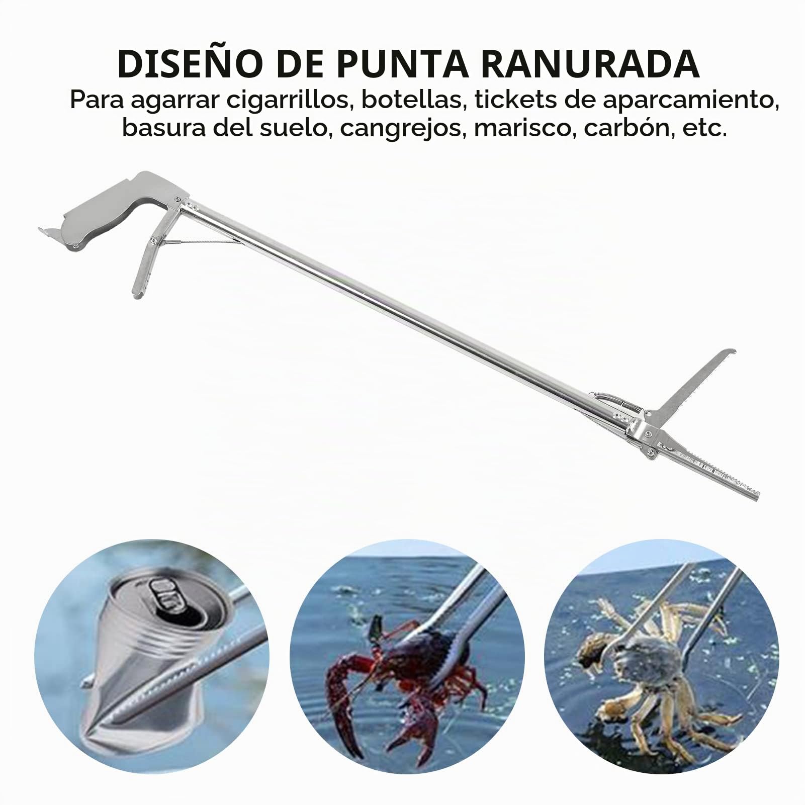 aqxreight Pinzas para Cangrejo De Acero Inoxidable 75cm Pinzas Largas para Pescado Y Mariscos con Punta Antideslizante Herramienta Multiusos para Cocina Parrilla Y Actividades Al Aire Plegables Y