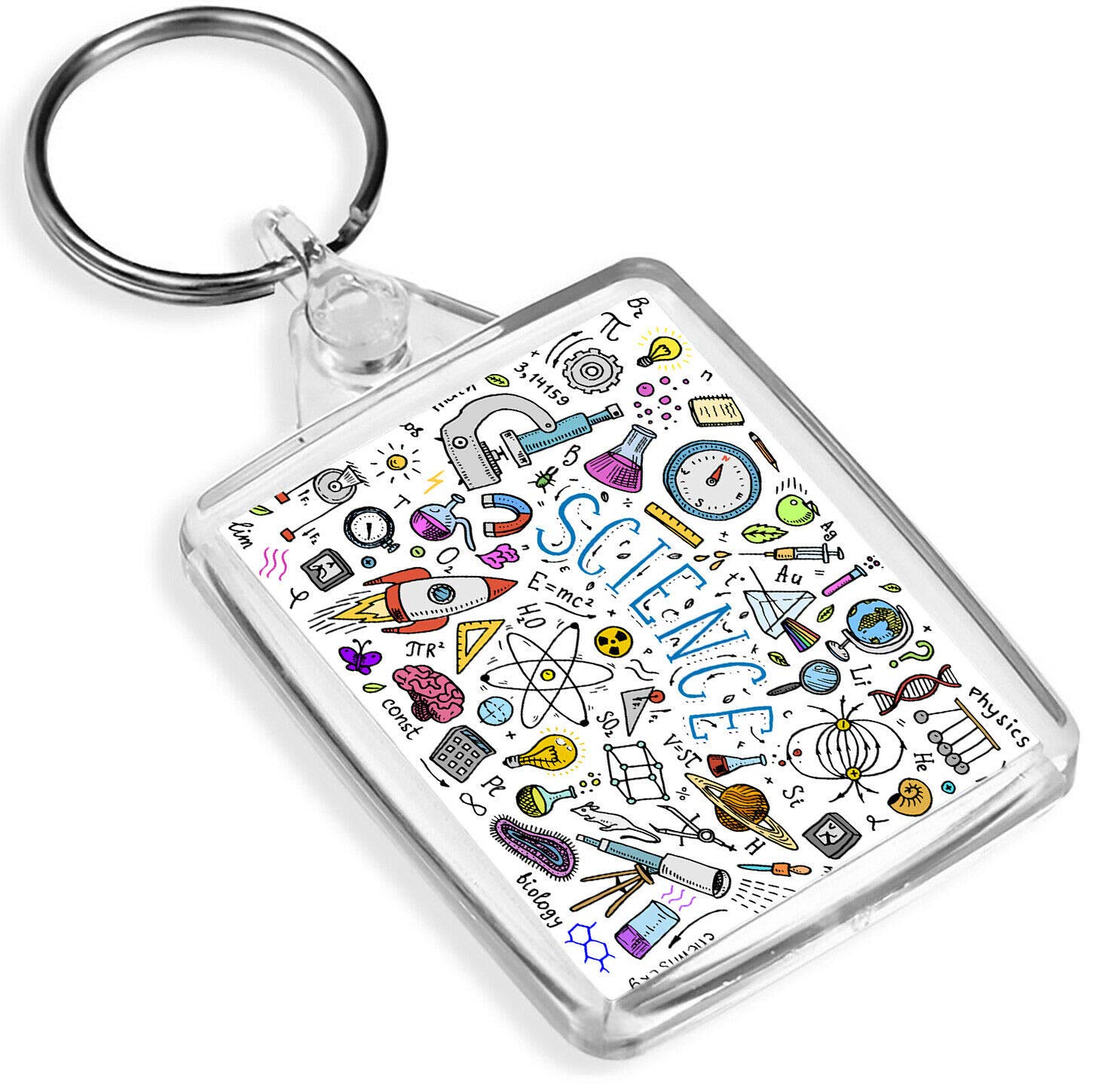 Destination Vinyl Keyrings Unisex Multi Science Theme Keyring -Ip02- Chemistry Physics Biology Student 14850