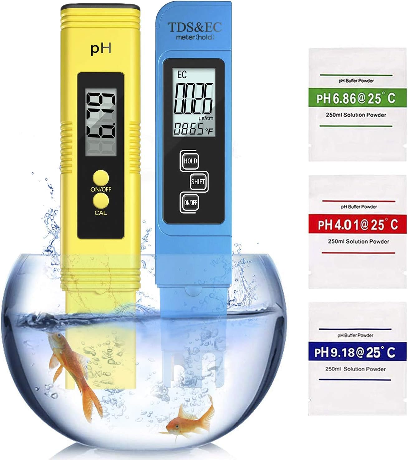 PH Meter Set, Digital PH and TDS Meter Combo, Water Quality Test Set with High Accuracy Pen Type PH Meter and Readout Accuracy TDS EC Temperature Meter, 3-in-1 Meter for Drinking Water Swimming Pool
