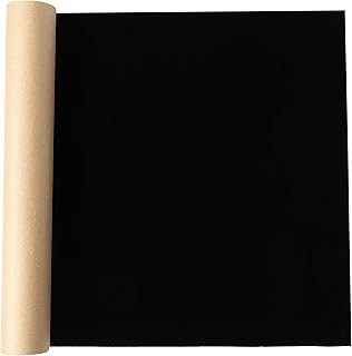 SANSAM Tela de franela autoadhesiva: rollo de 17.2 x 58 pulgadas, forro de terciopelo adhesivo negro suave para cajones, gabinetes, estantes, joyeros, parche de reparación de fieltro para ropa