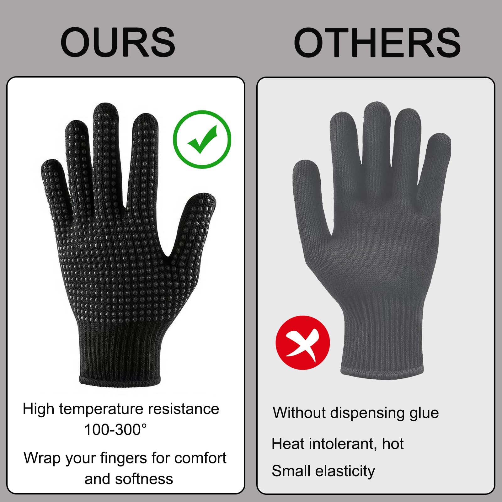 2 Gant Anti Chaleur,Gants professionnels résistants à la chaleur,Gants Résistants à la Chaleur,pour fer à friser pour coiffer les cheveux, pour lisseur boucleur,coiffure,fer à lisser et fer