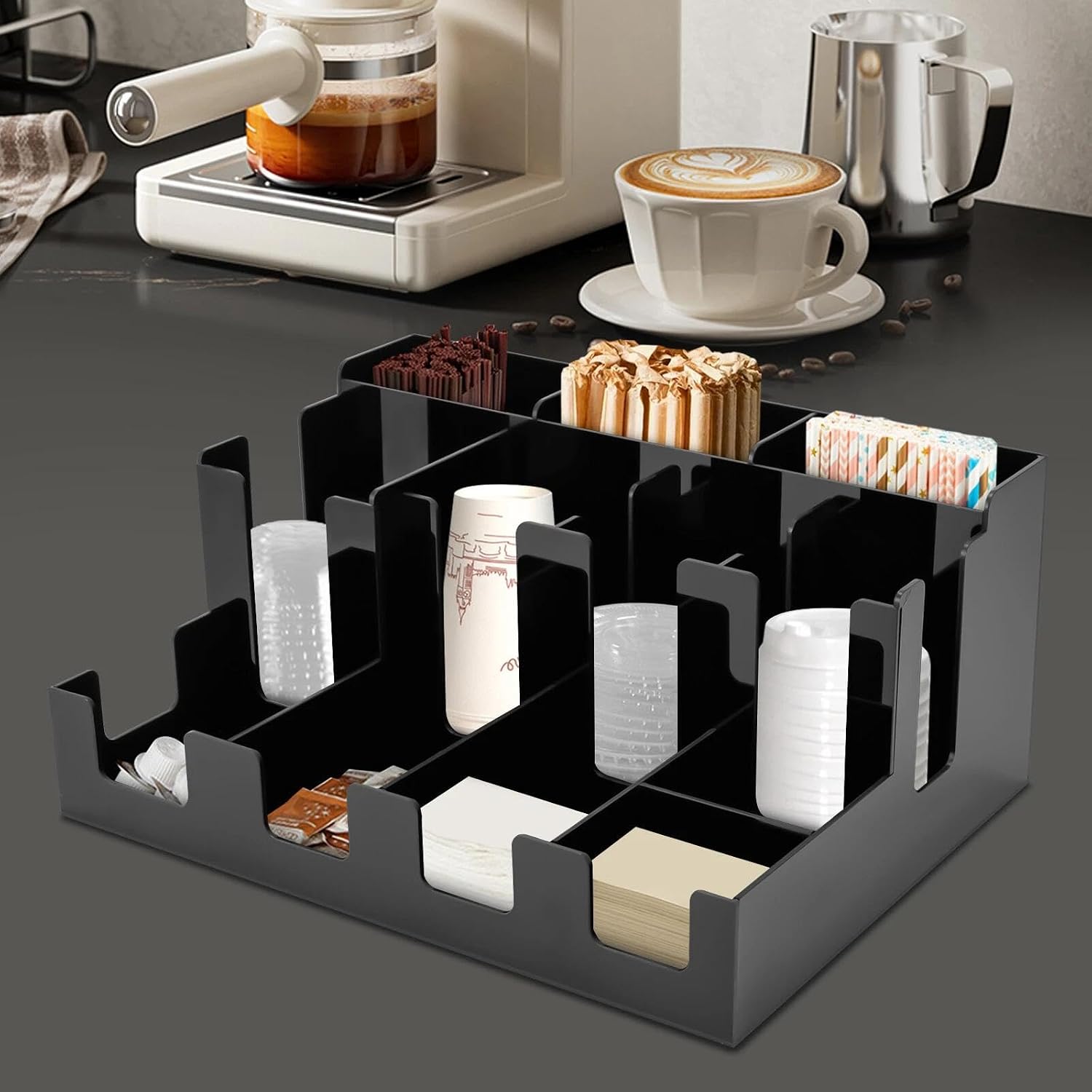 for Paper Cup and Lid Organizer, Coffee Cup and Lid, Condiment, Cup, Sugar Organizer