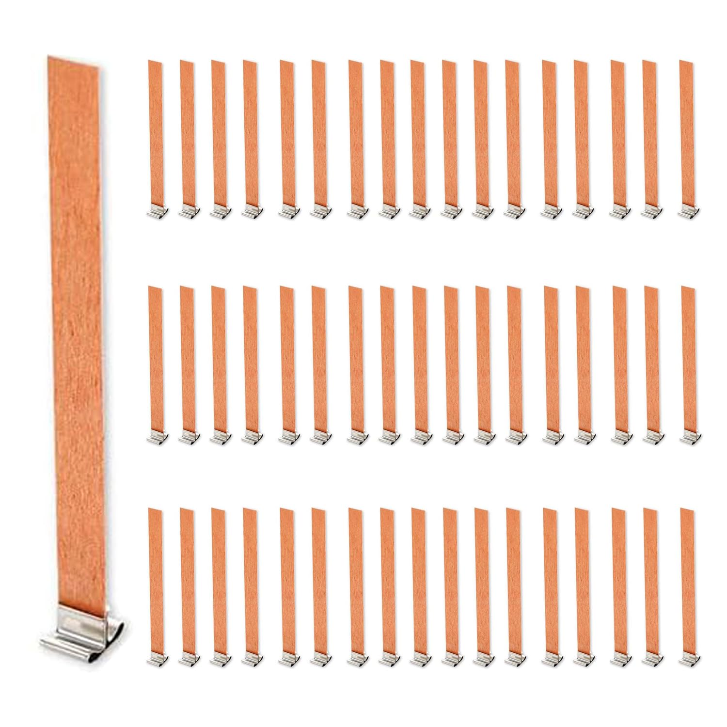 Jiozermi 50 Stoppini In Legno Per Candele Fai-da-te - 15x150mm Con Base Metallica, Scoppiettanti E Senza Fumo