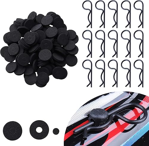 Paquete de 200 clips universales de cuerpo RC y arandelas de cuerpo de espuma para todos los modelos de escala 1/8 1/14 Redcat Axial SCX10 Losi HPI
