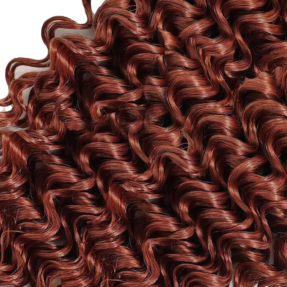 Color 33 Deep Wave Human Hair Bundles 8a Brazilian Virgin Human Hair Reddish Brown Deep Wave Human Hair Bundle 12 14 16 Inch Copper Brown Bundles Hair Weave 3 Bundles