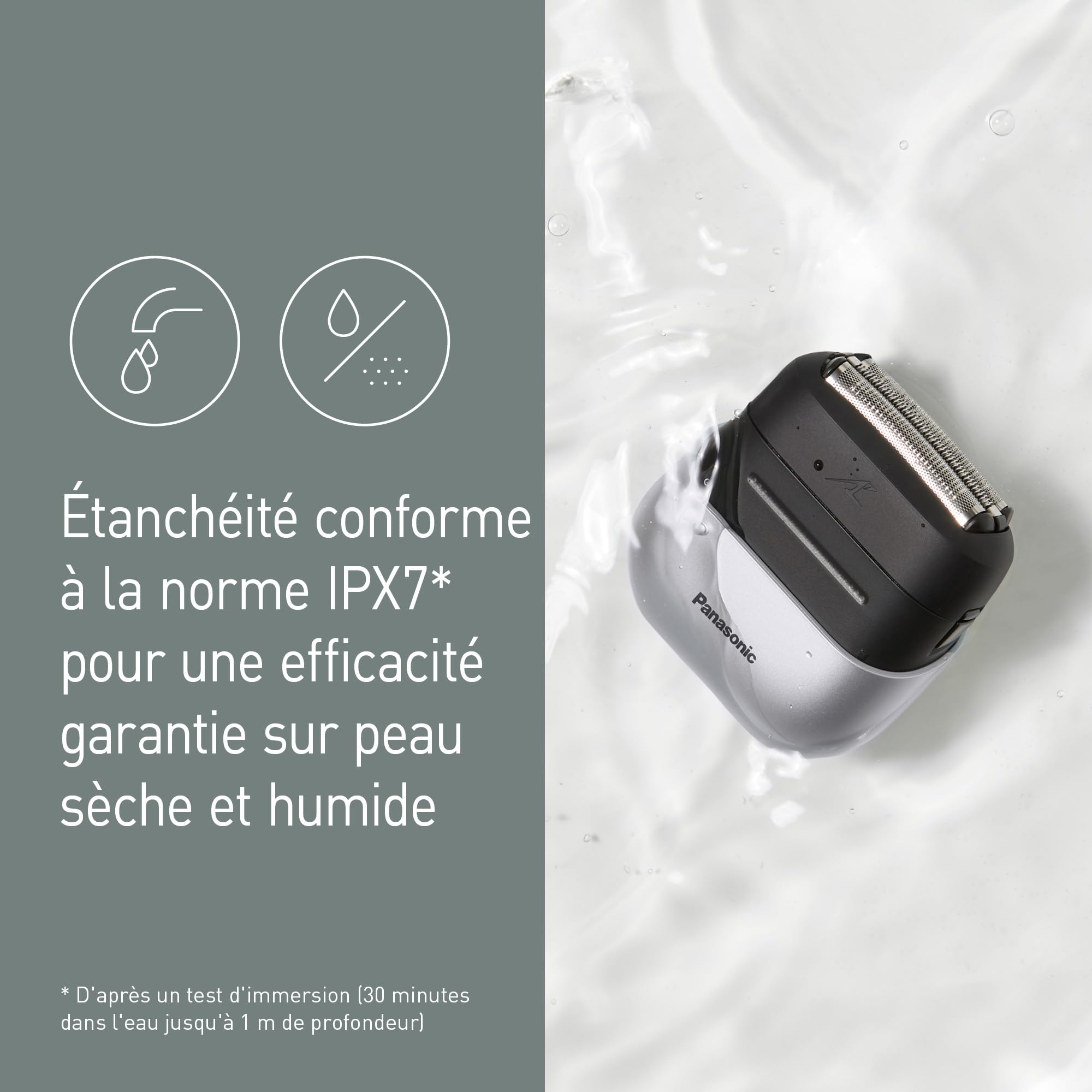 Panasonic ES-ACM3BW503 Série 700s Rasoir Compact 3 Lames, rasoir électrique utilisable à sec ou sous l'eau, capteur de barbe, étanchéité IPX7, chargeur USB-C, adaptateur d'alimentation AC USB, blanc.