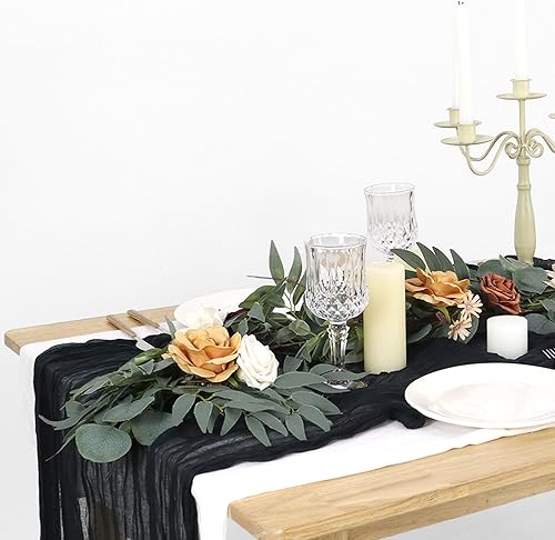 Miniatura 2 de Camino de mesa de gasa negra de 36 x 120 pulgadas, camino de mesa de gasa para queso, mantel rústico para bodas, centros de mesa bohemios para