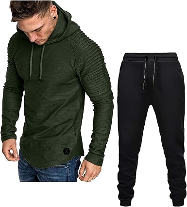 Chándal para hombre Completo De Algodon Color Sólido Rojo