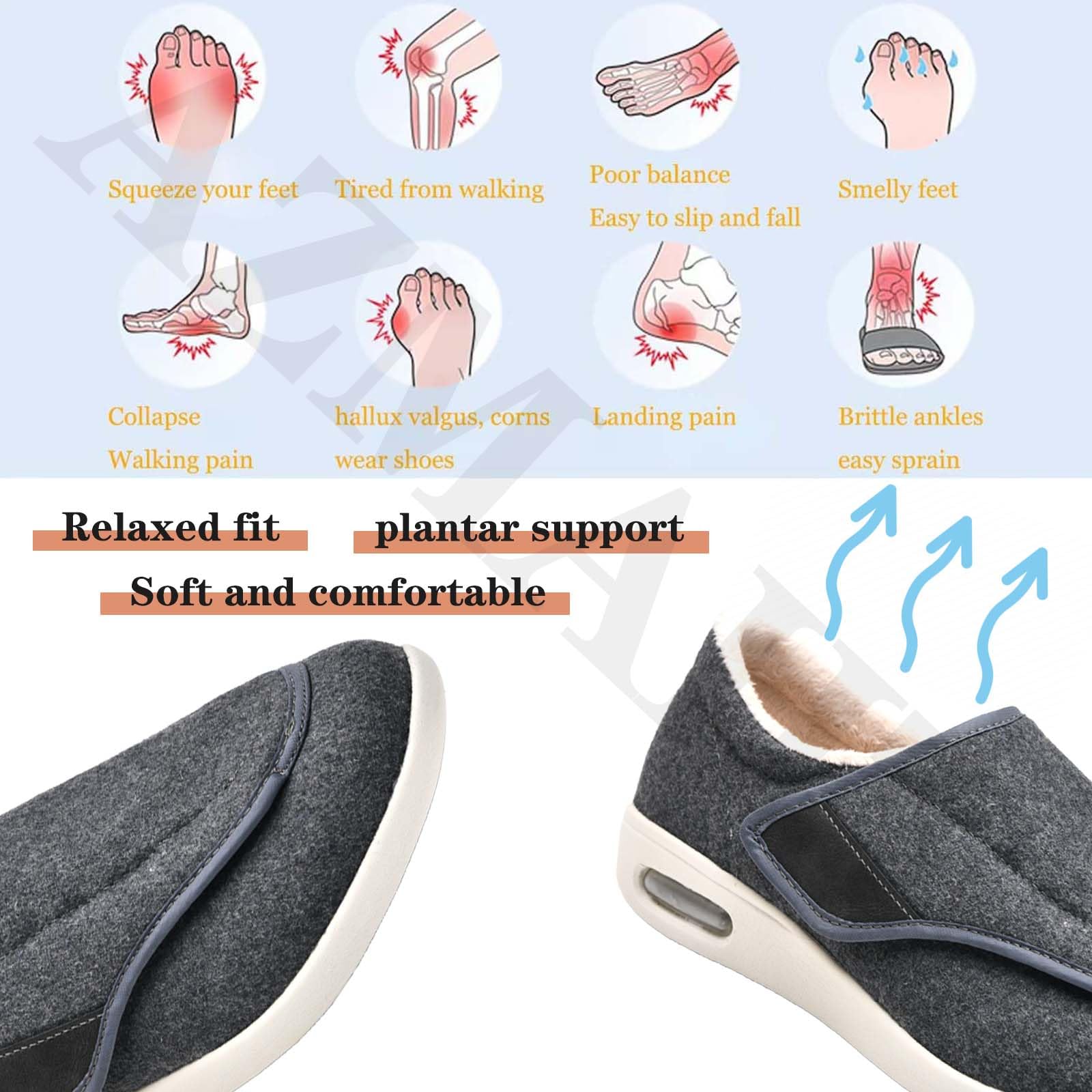 Zapatillas de Deporte amplias y Anchas con Cojines de Aire Anchos Zapatillas Ortopédica para Ensanchar Diabetico Zapato Deportivo Casual Calzado Ligero,Gris,41 EU