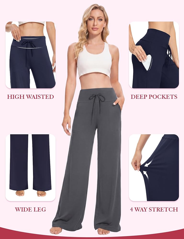 Amazon.com: Showitty 3 Pack Women's Wide Leg Pants with Pockets