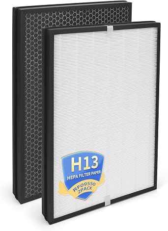 RF09550 Replacement Filter Compatible with AprilAire 9550 Air Purifier, Models AP09550P, AP09550V,RF09550A True HEPA and Activated Carbon Filter 2pack