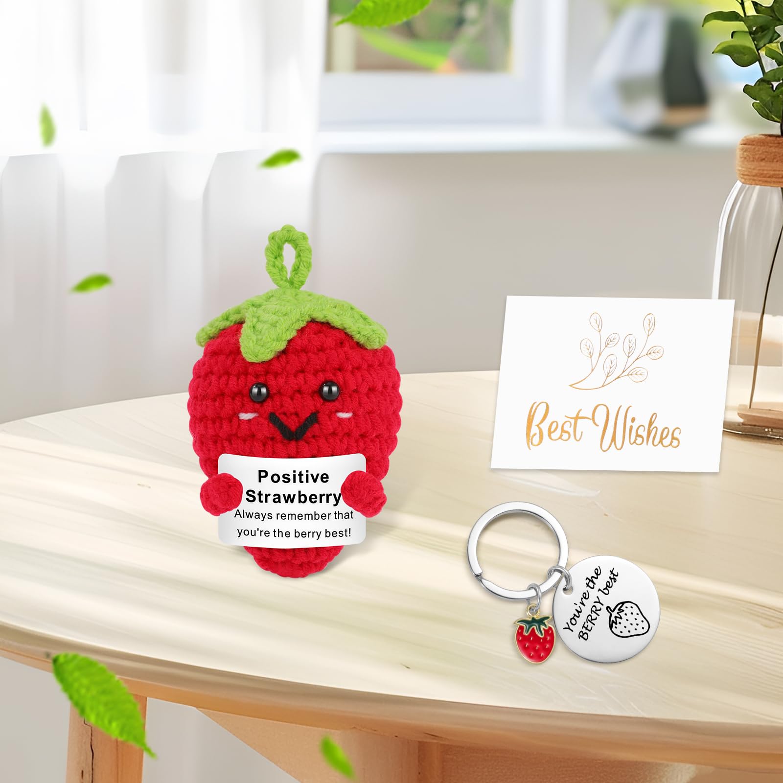 Positive Fragola Positiva Divertente Bambole Supporto Emotivo Portachiavi Regalo Unisex