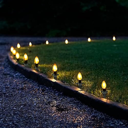 Miniatura 7 de CEWOR 50 estacas de Navidad para patio, 4.5 pulgadas, estacas de luz de plástico C7 C9, estacas de luz universales para luces navideñas al aire