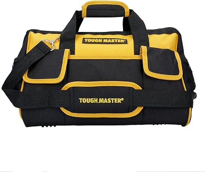 Tool Bag 16" Inch Heavy Duty Large Nylon Smart Tool Storage Bag Organiser 8 Outer & 19 Inner Side Pockets with Removeable/Adjustable Shoulder Strap TOUGH MASTER 16 Inch Tool Bag