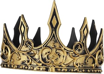 Pack of 1 Funny Party Hats Kings Crown Round Crowns Men's Prince Tiara Medieval King Costume Accessory for Cosplay Birthday, As Shown, 68.00X15.00X15.00CM