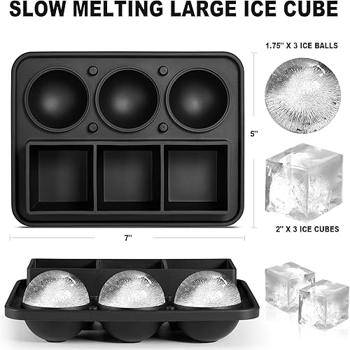 Miniatura 5 de Nax Caki Bandeja grande para cubitos de hielo con tapa, paquete de 4 (nueva versión 2024), moldes apilables de silicona para cubitos de hielo de 8