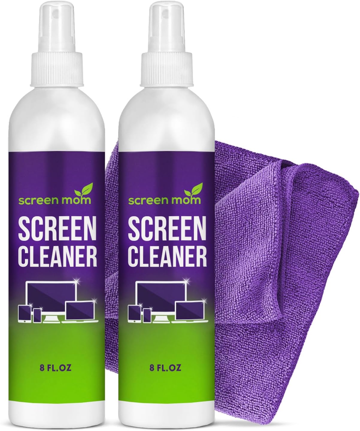 Screen Cleaner Spray and Microfiber Cloth 2-Pack (2x8oz) by Screen Mom-Screen Cleaner Spray and Wipe for TV, Computer, Phone, iPad, Car Screen Cleaning Kit Electronic Cleaner Spray Screen Cleaner Spray and Microfiber Cloth 2-Pack (2x8oz) by Screen Mom-Screen Cleaner Spray and Wipe for TV, Computer, Phone, iPad, Car Screen Cleaning Kit Electronic Cleaner Spray
