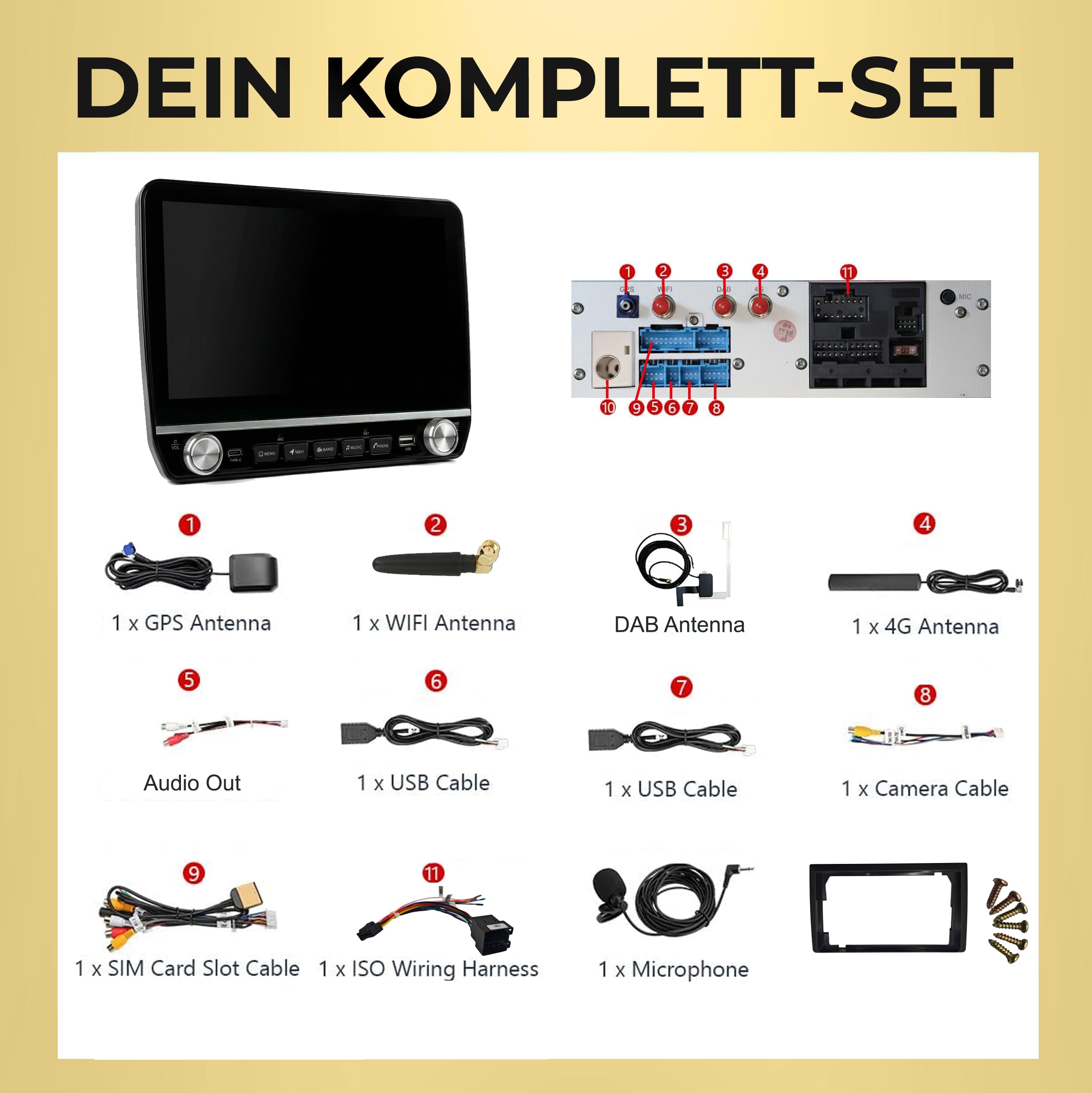 M.I.C.1192-L3 Android 14 Autoradio mit Navigation: MT6769V, 4GB+64GB, 10.1 Zoll QLED Display, SIM, Apple CarPlay & Android Auto, DAB+, GPS–Ersatz für FIAT Ducato Peugeot Boxer Citroen Jumper 2006-2024