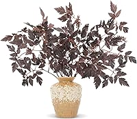 24" Artificial Purple Fall Stems - Faux Cimicifuga & Realistic Leaf Stems for Vases, Thanksgiving Centerpieces, Farmhouse Autumn Decor, 4-Pack