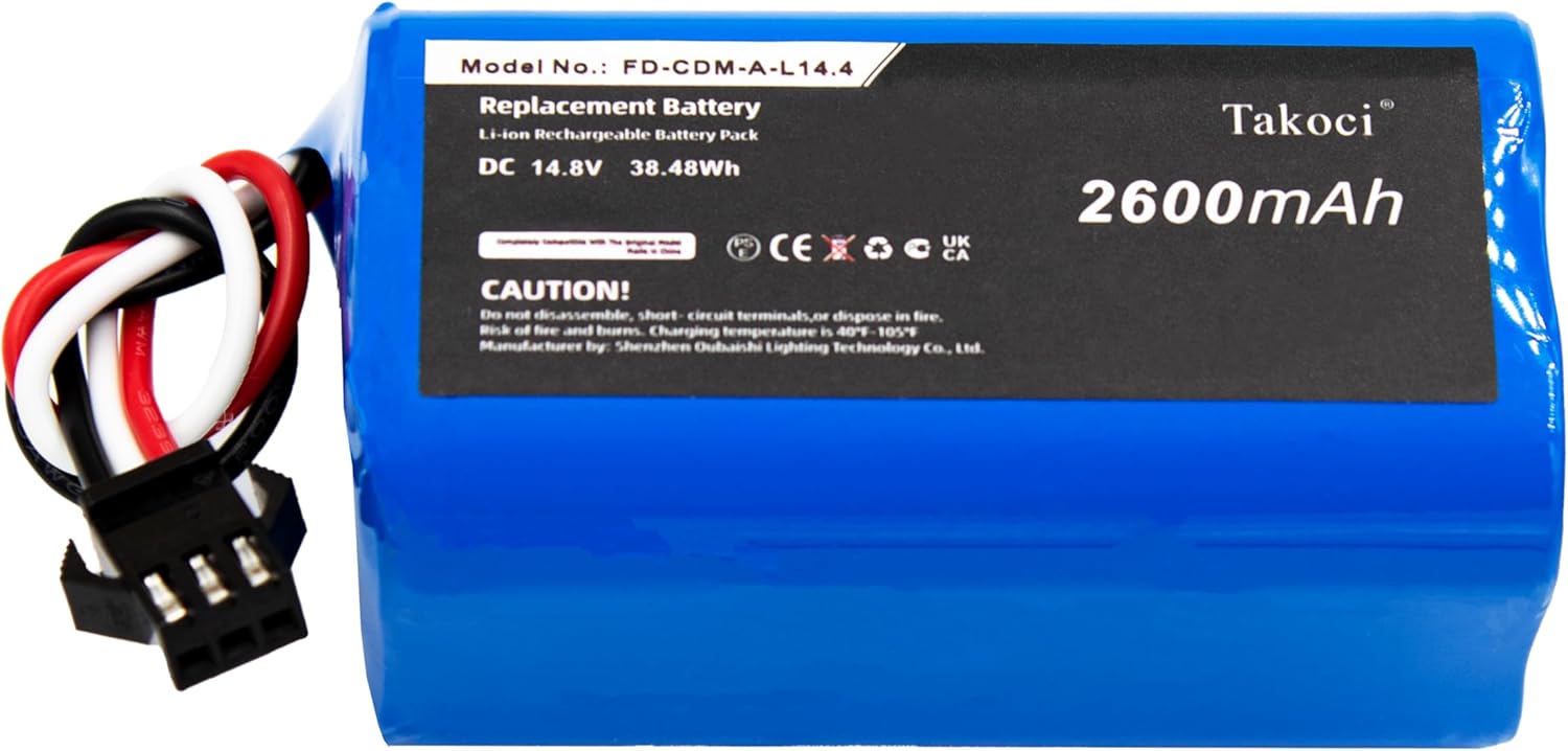 Replacement Vacuum Battery FD-CDM-A-L14.4 Compatible with E'lfbot C1 D1 M160 T2 14.8V 2600mAh