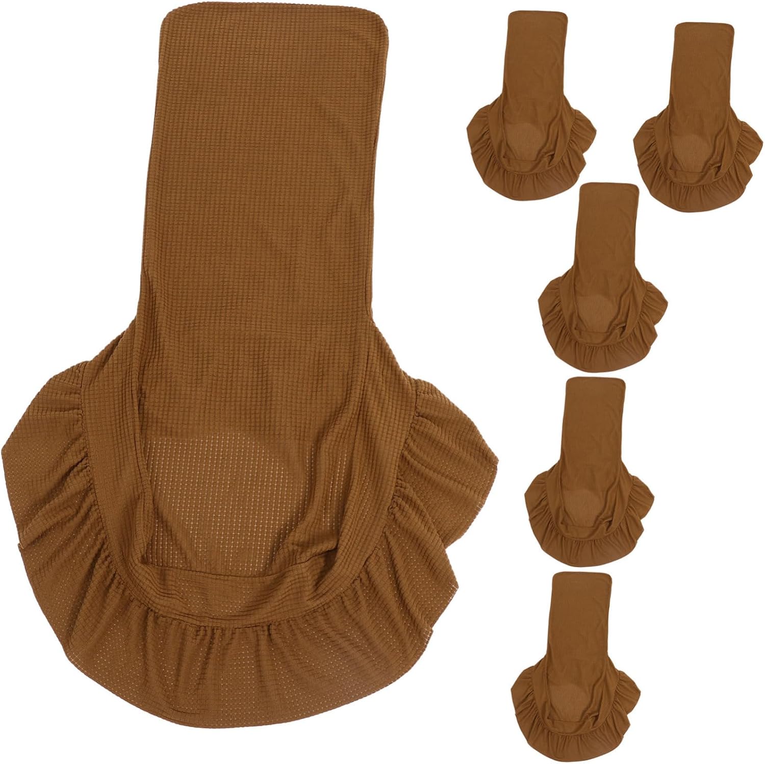 OUNONA 6pcs Plaid Chair Covers Elastic Dining Chair for Kitchen Easy to Install and Wash Ruffled Edges Light