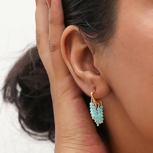 Miniatura 5 de Gempires Natural Peridot Beads Hoop Earring, August Birthstone Jewelry Handmade Hoop Earrings For Women (peridot)