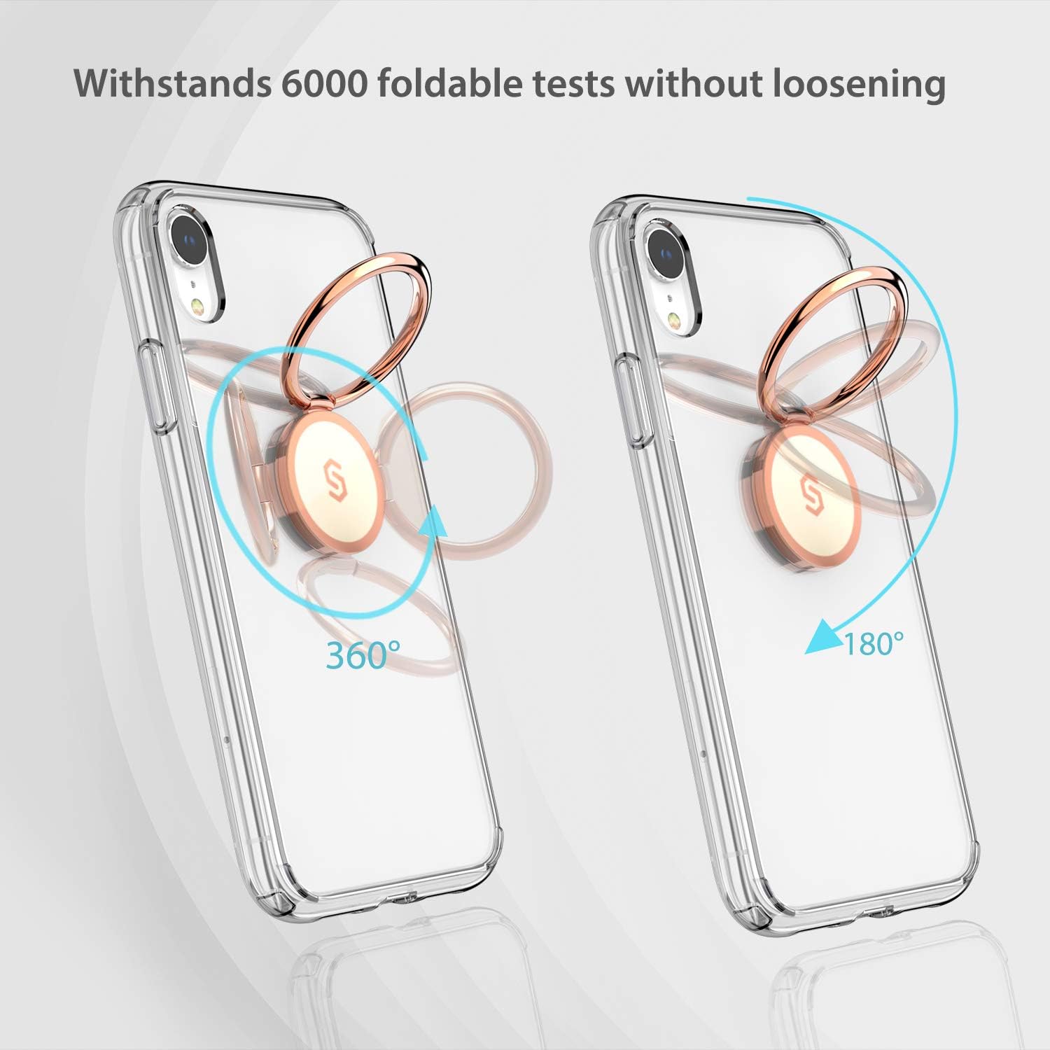 Syncwire Cell Phone Ring Holder Stand, 360 Degree Rotation Finger Ring Kickstand with Polished Metal Phone Grip for Magnetic Car Mount Compatible with iPhone, Samsung, LG, Pixel - Rose Gold