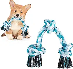 Brinquedo de corda para cães, corda de mastigar nós para cães pequenos e médios, brinquedo de puxar de algodão natural para cabo de guerra e limpeza de dentes